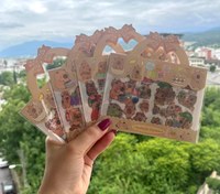 تصویر استیکر دسته دار شفاف سه تایی ۵۵ - کاپی بارا 