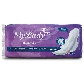 تصویر نوار بهداشتی بالدار مای لیدی Classic purple سایز بزرگ بسته 10 عددی May Laydy Classic purple Large Sanitary Pad 10 Pcs