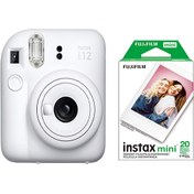 تصویر دوربین دیجیتال Fujifilm مدل instax mini 12 همراه با یک بسته کاغذ عکس 20 تایی 