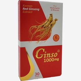 تصویر قرص جینسو 1000 میلی گرم بسته 30 عددی جینسو Ginso Ginseng 1000 mg 30 Tablets