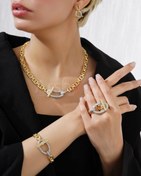 تصویر سرویس زنانه هرمس با طراحی لوکس آبکاری طلا ۱۸ عیار نگین زیرکونیوم 