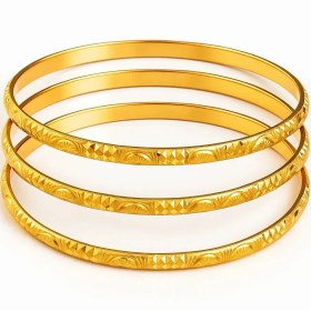 تصویر النگو طلایی طرح تاج 3 عددی 