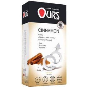 تصویر کاندوم اورس Cinnamon مدل خاردار و شیاردار بسته 12 عددی Condom Ours Cinnamon Flavored Ribbed & Dotted 12 Pcs