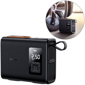 تصویر پمپ باد بیسوس مدل Mega Energy Pump crnl060001 - مشکی Baseus Mega Energy Pump crnl060001 Dual Cylinder Wireless Inflator