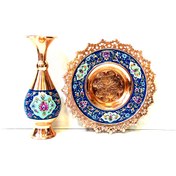 تصویر پک هدیه گلدان مس و پرداز با بشقاب اعلا 