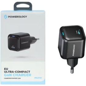 تصویر شارژر دیواری گان 20 واتی پاورولوژی مدل Powerology PWCUQC015 Powerology wall charger pwcuqc015 20w