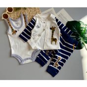 تصویر سه تیکه نیلی طرح زرافه 