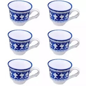تصویر فنجان چینی میبد مروارید یزد درجه یک مدل زیلو بسته ی 6 عددی (نقاشی شده با دست) 