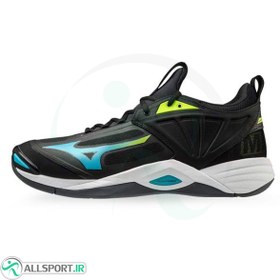 تصویر کفش والیبال میزانو طرح اصلی Mizuno Wave Momentum 2 Mid Black 