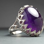 تصویر انگشتر نقره مردانه با سنگ امیتیست مدل A1079 