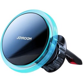 تصویر شارژر بی‌سیم مغناطیسی نگهدارنده گوشی در دریچه هوای خودرو - مشکی برند joyroom Magnetic Wireless Charger Air Vent Car Holder Black