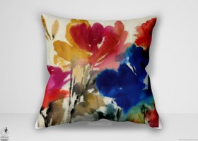 تصویر کوسن گل ، آسیا ی نسن آبرنگ گل ها مینی ۱ (HD 1143) - 40 در 40 سانتیمتر Flower design cushion asia jensen watercolour florals i mini 1