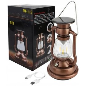 تصویر چراغ فانوسی شارژی خورشیدی مدل RY-T92 قابلیت میل لنگ دستی اضطراری Solar rechargeable lantern light model RY-T92