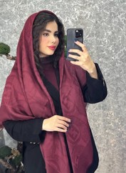 تصویر روسری ژاکارد نخ زرشکی 