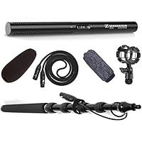 تصویر کیت کامل میکروفون ویدئویی ، سینمایی و پخش اسلحه Sennheiser MKE 600 با LyxPro Boompole ، Shockmount ، بسته شیشه جلو اتومبیل Sennheiser MKE 600 Video, Cinema and Broadcasting Shotgun Microphone Complete Kit with LyxPro Boompole, Shockmount, Windscreen Bundle