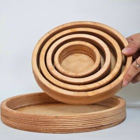 تصویر ست 5 عددی کاسه چوبی گرد 
