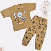 تصویر لباس ست تیشرت شلوار نخی نوزاد و کودک کاراملی خرسی فرندز Baby clothes set 