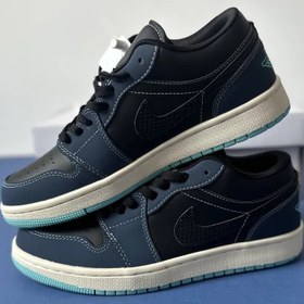 تصویر جردن وان لو بلک دارک - 44 Jordan 1 Low Black Dark Obsidian Snakeskin