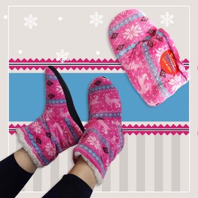 تصویر پاپوش زمستانه زنانه داخل کرک طرح اسنو‎‎ - طرح11 Women's winter slippers inside snow design