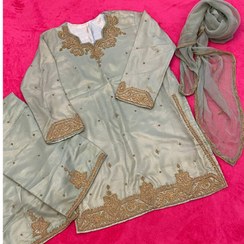 تصویر لباس زنانه سنتی هندی رنگ سبز پسته ای ارسال رایگان 