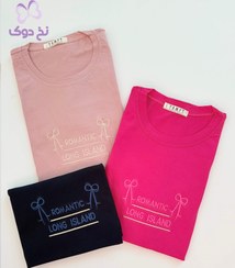 تصویر تیشرت نخی گلدوزی طرح پاپیون 