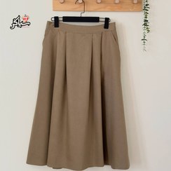 تصویر دامن کتان کجراه سایز بزرگ پشت کمر کش دوزی 