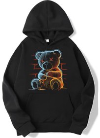 تصویر هودی تدی برزنتی نئونی سایز بزرگ برند brz collection Oversize Neon Teddy Bear Hoodie