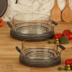 تصویر سرویس سالاد خوری bvk طرح KARIZMA طوسی بزرگ bvk large gray karizma salad serving set