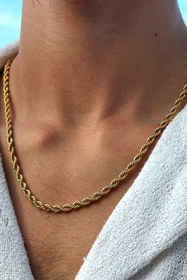 تصویر گردنبند زنجیر طنابی استیل طلایی - ۵۰سانتی Necklace