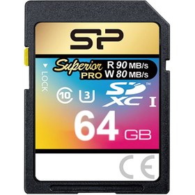 تصویر رم اس دی 64 گیگ سیلیکون پاور Silicon Power Superior Pro U3 C10 90MB/s Silicon Power Superior Pro U3 C10 64GB SD Memory Card