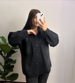 تصویر کت جین پاییزه وارداتی فری سایز - ذغالی 