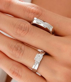 تصویر حلقه ست نقره نامتقارن Different wedding rings made by sterling silver