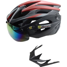 تصویر کلاه دوچرخه سواری برند دبلیو استاندارد عینک دار Standard W brand cycling helmet with glasses