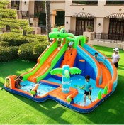 تصویر سرسره آبی بادی دوقلو برای بازی در فضای باز کودکان - دو برابر سرگرمی (تمساح) برند limos Inflatable Twin Water Slide for Kids Outdoor Play Double the Fun (Crocodile)