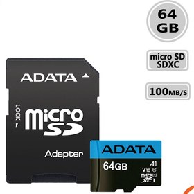 تصویر کارت حافظه‌ میکرو مدل Adata Premier microSDHC ظرفیت 64 گیگابایت ای دیتا سرعت 100MBps 