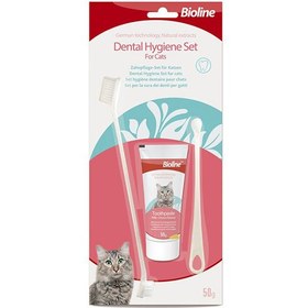 تصویر ست مسواک و خمیر دندان گربه بایولاین Bioline Hygiene Set For Cats