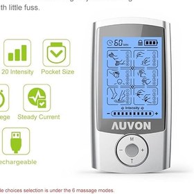 تصویر دستگاه TENS حرفه ای (ماساژور الکتریکی ) AUVON Rechargeable TENS Unit Muscle Stimulato