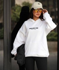 تصویر هودی project me زنانه، پارچه دورس داخل کرکی، فری‌سایز ۳۶ تا ۴۴ کد ۷۹۵۰، هودی طرح‌دار اسپرت 