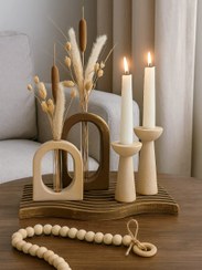 تصویر ست دکوری و تزیینی منزل | جلو‌مبلی و رومیزی - کرم قهوه 