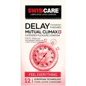تصویر کاندوم 12عددی سویس کر مدل DELAY MUTUAL CLIMAX SWIS CARE DELAY MUTUAL CLIMAX
