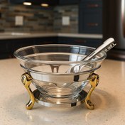 تصویر سوفله سالاد خوری نگین‌دار طلایی با انبر یونیک 