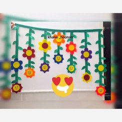 تصویر ریسه تزیینی نمدی طرح گل برای تزیین اتاق کودک و مهد کودک و کلاس 