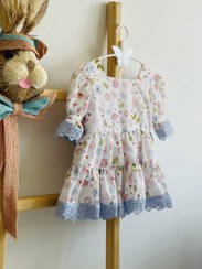 تصویر پیراهن دخترانه شکوفه آبی 