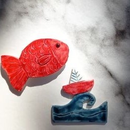 تصویر مگنت یخچال قایق و ماهی 