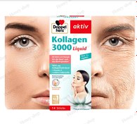 تصویر کلاژن هیدرولیز شده مایع دوپل هرز اکتیو Doppelherz Collagen 3000 mg Liquid Sticks