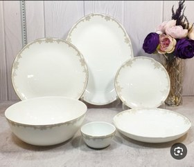 تصویر سرویس غذاخوری آرکوپال 26 پارچه مدل انگور در دو رنگ کرم و صورتی Buy and price of Arcopal 26-piece dining set, grape model, in cream and pink colors