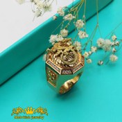 تصویر انگشتر مردانه طلای ۱۸ عیار نگین‌دار کد 7087 