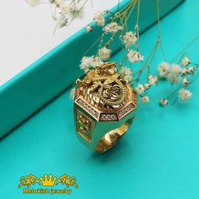 تصویر انگشتر مردانه طلای ۱۸ عیار نگین‌دار کد 7087 