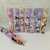 تصویر مداد رنگی 12 رنگ فانتزی باکس فلزی Colour pencil