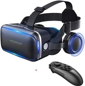 تصویر VR SHINECON واقعیت مجازی واقعیت مجازی VR هدست عینک سه بعدی هدست کلاه ایمنی عینک واقعیت مجازی برای تلویزیون، فیلم و بازی های ویدیویی سازگار با iOS، Android و پشتیبانی 4.7-6.53 اینچی با کنترل از راه دور 